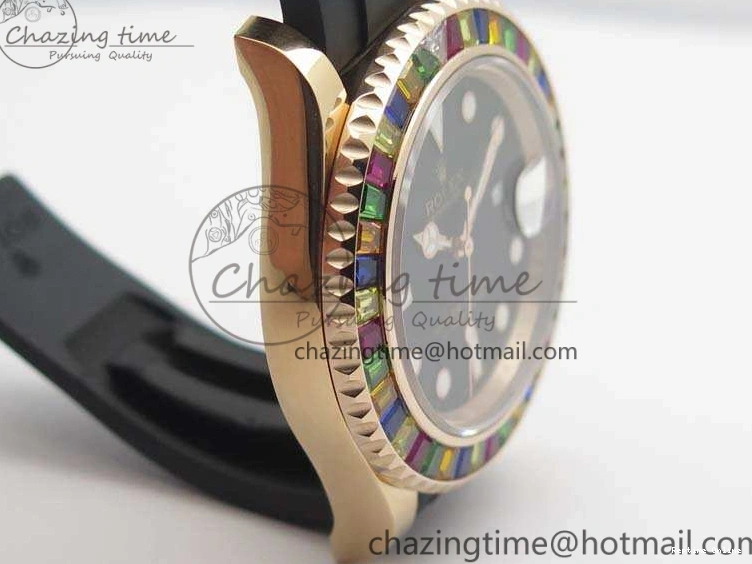 0209 GoodFit Yacht-Master 40mm 116695SATS BP Maker Best Edition Crystal Bezel On Black Rubber Strap Swiss ETA 3555